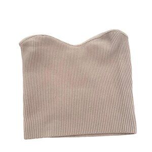Sunday Skin XS tan/dusty brown ribbed stretchy strapless top.